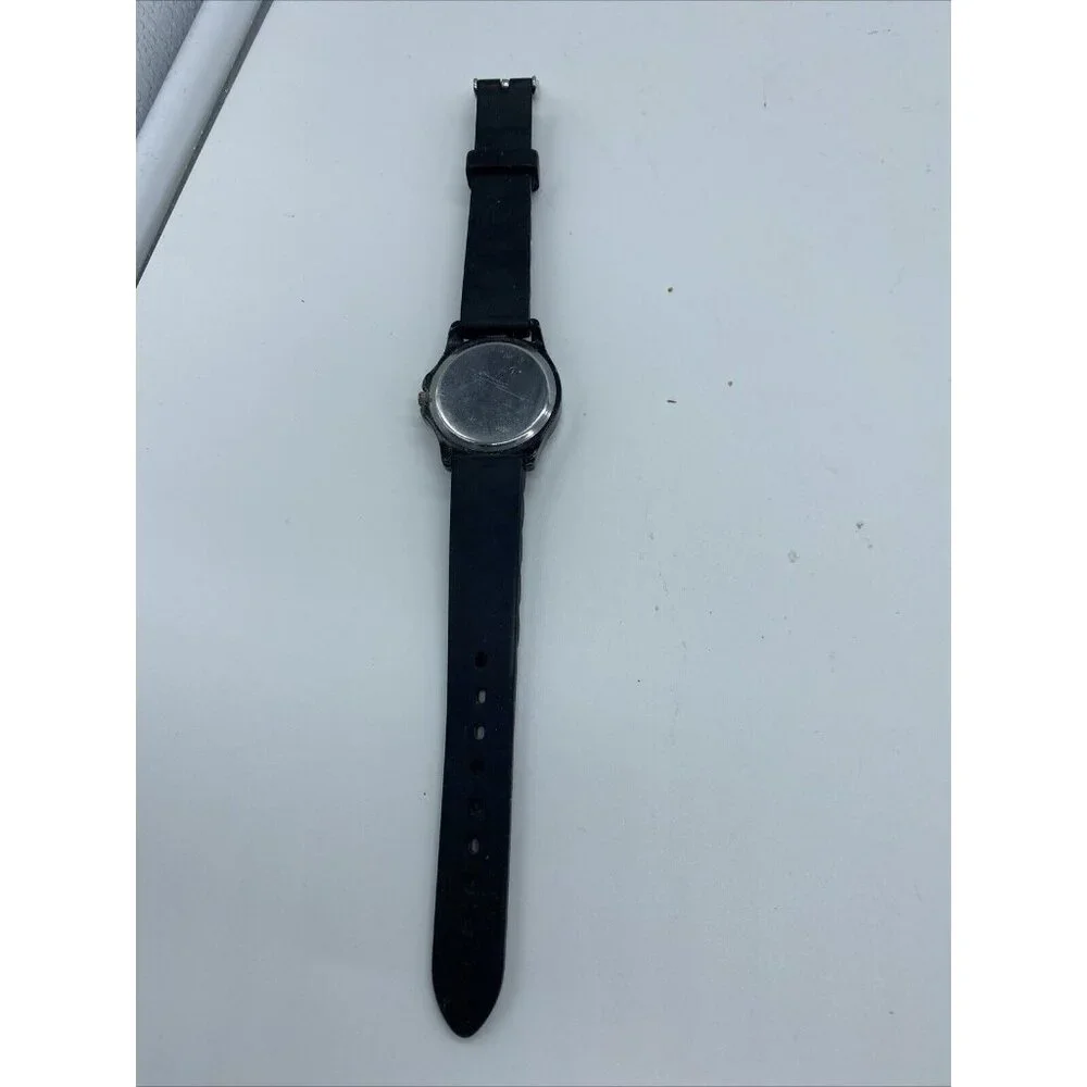 Geneva Wristwatch Women’s Rhinestones Encircled Face Black Silicone Band Classic